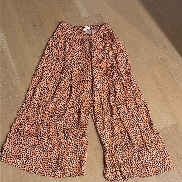 Anthropologie Pants - Anthropologie Orange and Black Polka Dot Cropped Pants